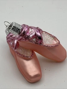 Vecchio Mondo Natale Vetro Soffiato Balletto Pantofole Ornamento Set Coppia - Foto 1 di 4
