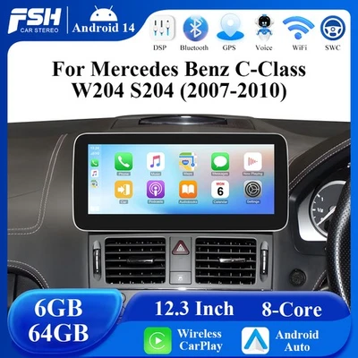 For Mercedes-Benz C-Class W204 NTG 4.0 12.3" Android 14 64GB CarPlay Autoradio - Bild 1 von 4