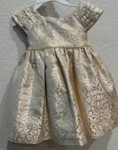 EUC LAURA ASHLEY GOLD & BEIGE LAME SPEC. PARTYKLEID ANLASS 12 MONATE - Bild 1 von 7