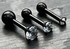 1pc Round CZ Gem Ion Plated Tragus Stud Helix Cartilage Ring Earring 16g 1/4"