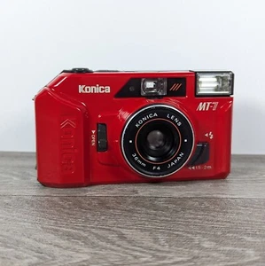 RARE Konica MT-7 Red Film Compact 36mm f4 Prime Lens - Film Tested & Working - Picture 1 of 12