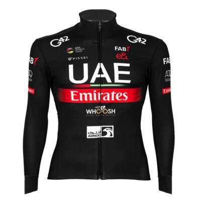 2024 UAE CYCLING TEAM MENS Thermal Fleece JERSEY CYCLING Long Sleeve Jersey TOPS — 第 1/4 张图片