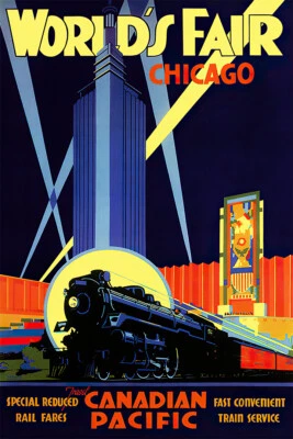 World's Fair Chicago 1933 Canadian Pacific Vintage Travel Wall - POSTER 20x30 - Image 1 of 3