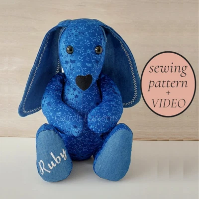 Bunny Rabbit SEWING PATTERN, soft toy sewing pattern, memory bear pattern, uk - Image 1 of 4