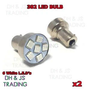 2x 382 Brake Light Stop Indicator Tail Bulbs Reverse Car Bulb 12v 6x White LED - Picture 1 of 1