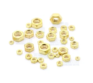 Brass Hexagon Nuts DIN934 Hex Nut M0.8 M1.0 M1.2 M1.4 M1.6 M2 M2.5 M3 M3.5 M4~M6 - Picture 1 of 4