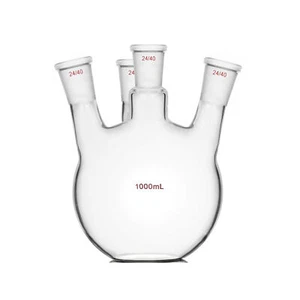 1000ml 24/40 4-neck Flat Bottom Glass Flask 1L Four Necks Lab Chemical Vessel - Picture 1 of 1