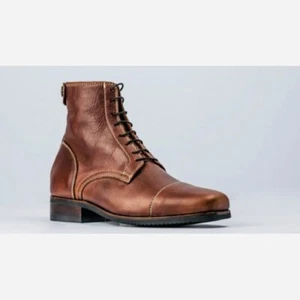 SECCHIARI - Classic Leather Ankle Boots With Laces - Tan Cotto - Size 37 - Picture 1 of 15