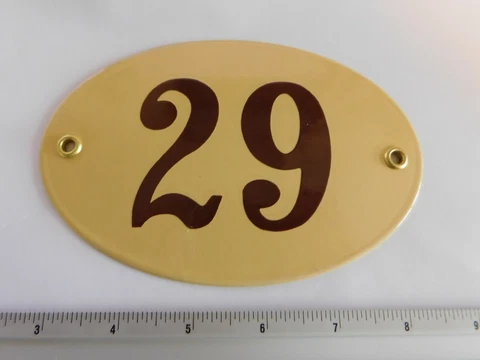 Art Deco - Enamel Porcelain Oval Metal House Door Number Street Sign Plaque 29 Cover