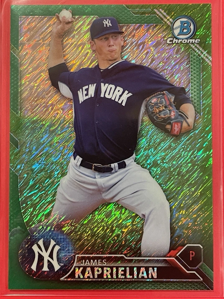 2016 Bowman Chrome Prospects James Kaprielian Green Shimmer Refractor /99 #BCP71 - Image 1 of 3