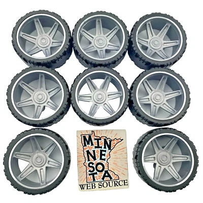 8 NEW Knex Racing Tires Small 1-5/8" Silver Spoke Wheels - K'nex Parts - Image 1 of 4