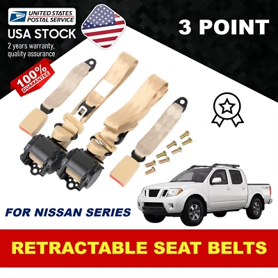 2X Durable FOR Nissan Cube 09-14 3 Point Retractable Adjustable Car Seat Belt - Image 1 of 4
