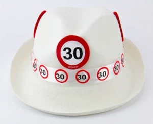 30TH BIRTHDAY WHITE TRILBY TRAFFIC SIGN AGE PARTY - Picture 1 of 1