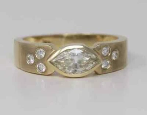 East West Marquise Cut Moissanite Thick Band Engagement Ring Cluster Band Women - Picture 1 of 12