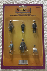 RAILKING 30-11048, 6 PIECE FIGURE SET #4, BUS STATION EMPLOYEES & PATRONS, NEW