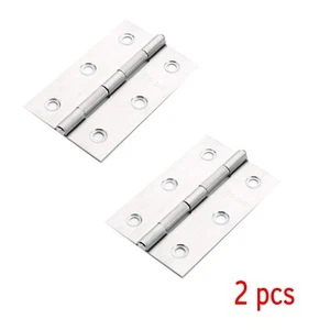 2 Pcs Stainless Steel Home Furniture Hardware Door Hinge Long 55MM X 33MM Silver - Picture 1 of 7
