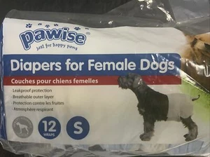 2 X Dog Disposable Diapers Small 12 Pack Pawise Female Nappy Hygenic Secure New - Picture 1 of 4