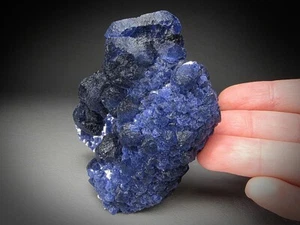 Blue Fluorite on Quartz Crystals Inner Mongolia China - Picture 1 of 9