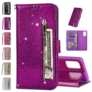 Glitter Wallet Phone Case For Samsung S8 S9 S10 S20 S21 A30 A50 A11 A70 Note 20 - Picture 1 of 17