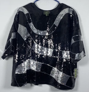 Top Beetlejuice X Forever 21 Plus Lentejuelas Lombriz de Arena Para Mujer Talla 0X Caprichoso Gótico Punk - Imagen 1 de 4