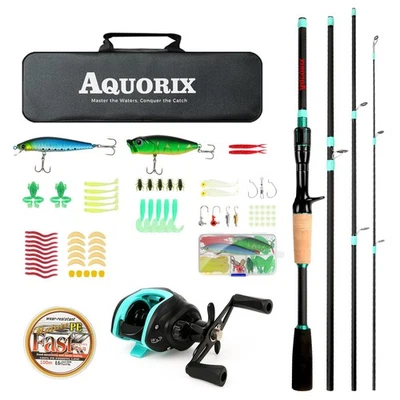 Juego combinado de caña de pescar, combo de caña de pescar y carrete de 6,11 pies, fibra de carbono de 5 piezas... Foto 1 de 4