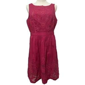 Abito smanicato Moulinette Soeurs 12 nuovo con etichette Anthropologie rosa pizzo overlay A-Line - Foto 1 di 10