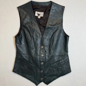 VTG Yucatán Bay Leather Vest Women’s Size M FOREST GREEN - Picture 1 of 11