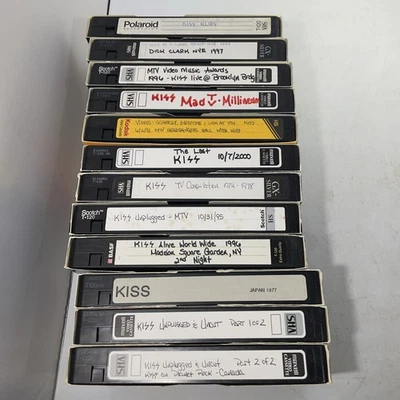 12 VHS Home Recorded Videos- KISS Unplugged Alive Last Kiss Music Awards Klips - Image 1 of 4