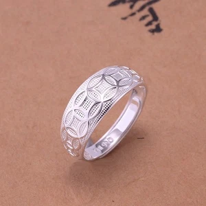 Pure 990 Fine Silver Band Men Women Lucky Bless Rich Carved Coin Ring - Picture 1 of 13