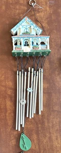 Wind Chime House With Porch Beautiful Sound 24" from Hanger to end of chimes - Picture 1 of 2