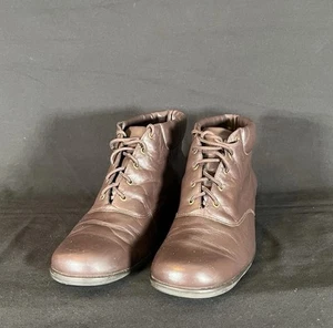 Vintage Women's Brown Leather Lace up Ankle Boots / Granny Shoes / Size 10N - Picture 1 of 11