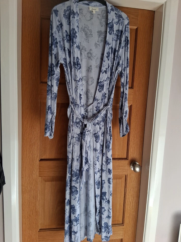 Linea Blue Floral Belted Dressing Gown Size Small - Image 1 of 4