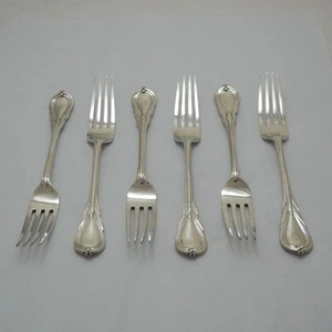 Seis tenedores de mesa cubiertos de servicio de plata victoriana Richard Martin diseño LILY - Imagen 1 de 3