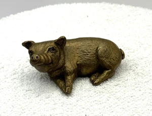 Vintage Miniature Bronze /Brass PIG FIGURE SCULPTURE Paperweight - Marnie 1.25" - Picture 1 of 9