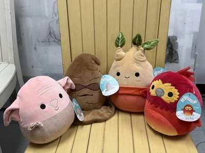 Lot Of 4 Harry Potter Squishmallows 8” Inch DOBBY SORTING HAT MANDRAKE FAWKES - Image 1 of 4