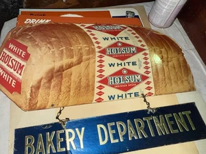 Insegna vintage anni 40 HOLSUM BREAD double face reparto panetteria metallo 18” x 24” - Foto 1 di 4
