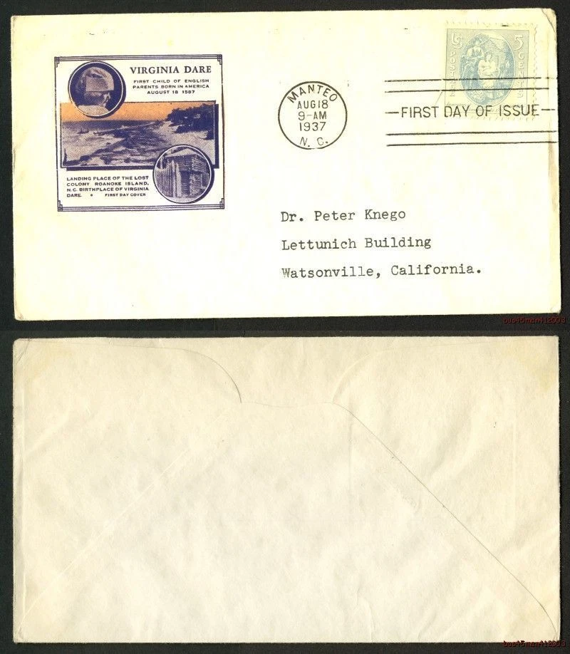 First Day Cover - Scot t#796 - 7 - A269 Virginia Dare Issue - Image 1 of 1