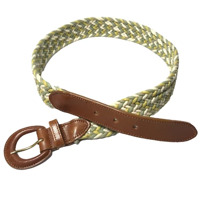 Cinturón para mujer verde marfil XS de colección tejido trenzado cuero Surcingle pantalones de mezclilla informales Foto 1 de 4