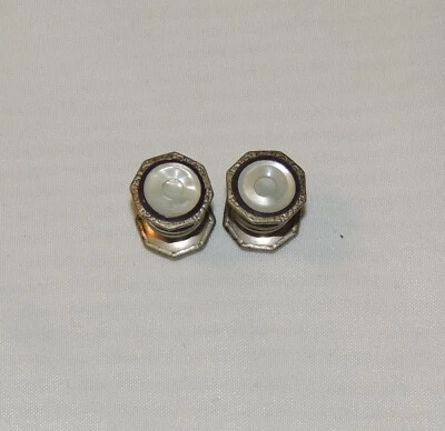 Vintage Cobslink Snap Cufflinks MOP with Black Enamel. - Image 1 of 4