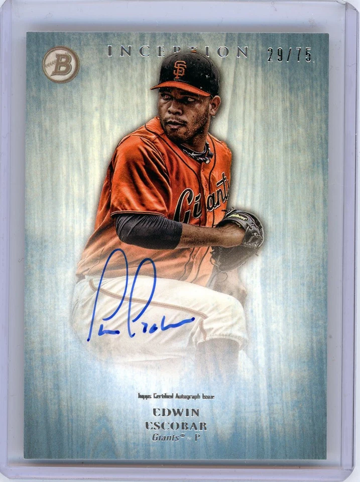 * EDWIN ESCOBAR 2014 BOWMAN INCEPTION AUTOGRAPH ROOKIE RC SERIAL # 75 - Image 1 of 1