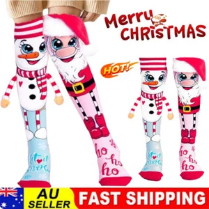 1Pair Christmas Knee High SocZO Santa & Snowman Novelty Women's Cozy SocIW - Picture 1 of 12