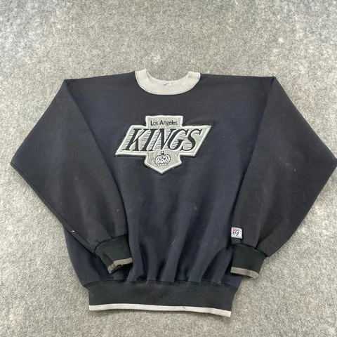 VINTAGE Los Angeles Kings Sweatshirt Mens XL Black Grey Pullover 90s USA Game Cover