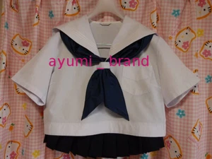 E22 ^_^Japanese SchoolGirl Uniform Summer! Big Size. Macro mini-skirt. Excellent - Picture 1 of 8