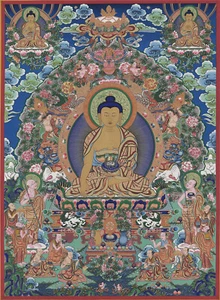 Thangka Tibetan Art Paint Silk Canvas Poster Amitabha Wall Prints Decor TK015 - Picture 1 of 7