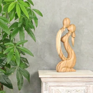Figur Holz Holzfigur Abstrakt Deko Dekofigur Paar Couple Skulptur Natur 50 cm - Bild 1 von 5
