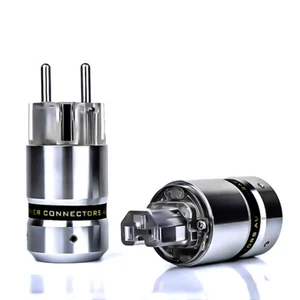 Rhodiniertes Netzkabel Stecker EU Schuko AC IEC-C13 Stecker zum Selbermachen HiFi - Bild 1 von 14