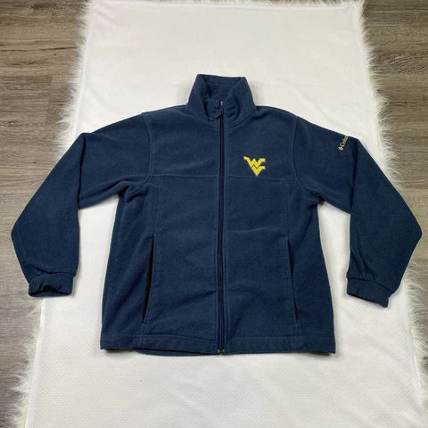 WVU West Virginia Mountaineers Blue Fleece Full Zip Jacket Youth 14/16 Columbia Cover