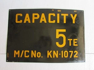 Vintage Old Collectible Porcelain Enamel Sign Board Capacity 5 TE Ad. Sign Board - Picture 1 of 4