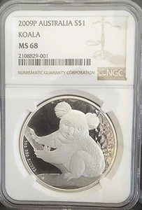 Australia Koala Silver 1 oz NGC Certified- 2009 MS68 Light Toning on Reverse! - Picture 1 of 2