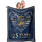 Gifts for 25th Anniversary Blanket, 25th Silver 60"x50" 25th Anniversary - Blue